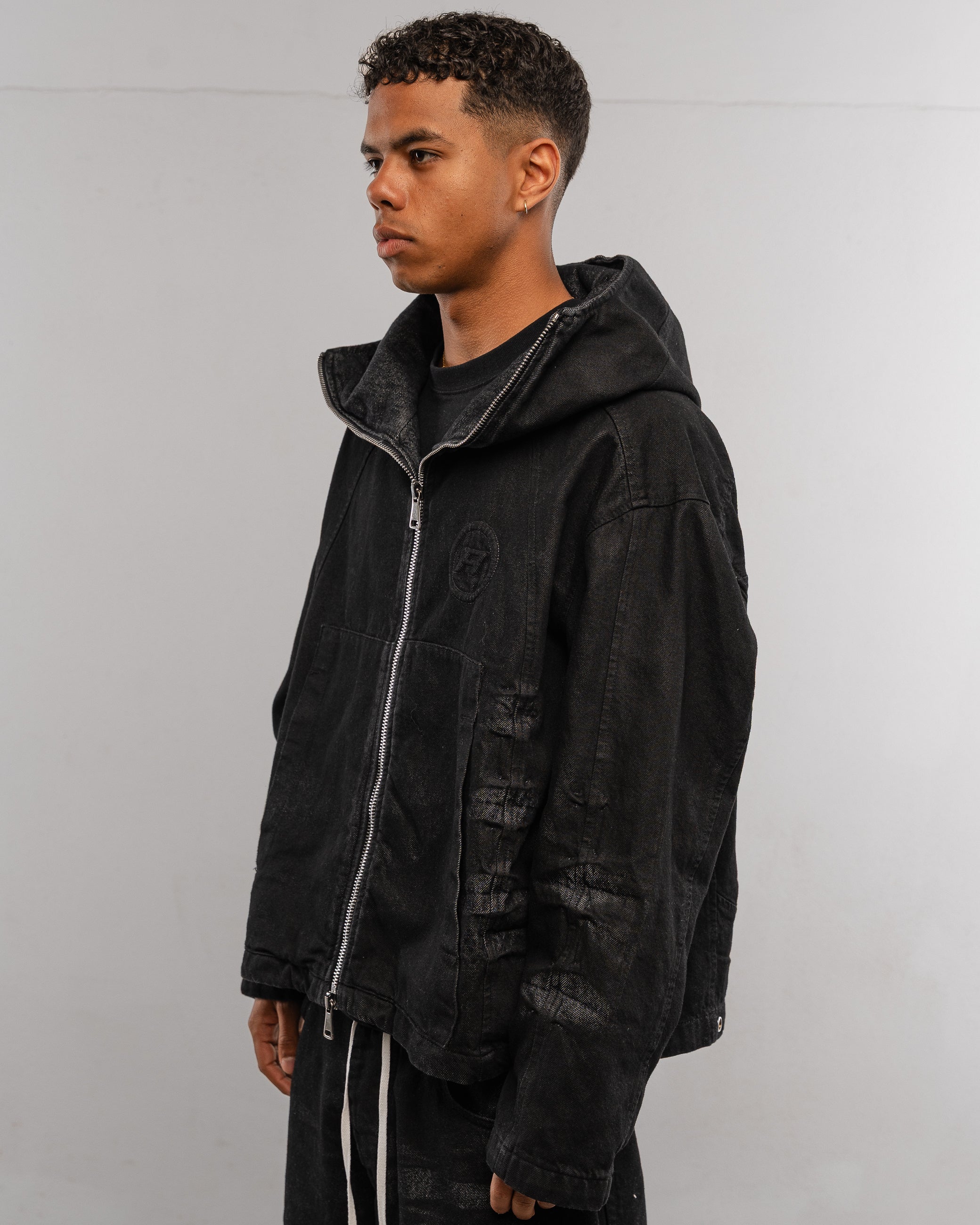 Balaclava denim jacket “Carbon black”