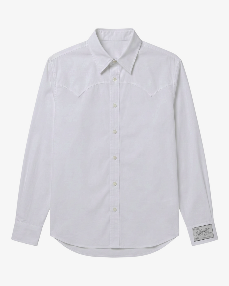 Western Shirt White Red Stitch — Another One SS26